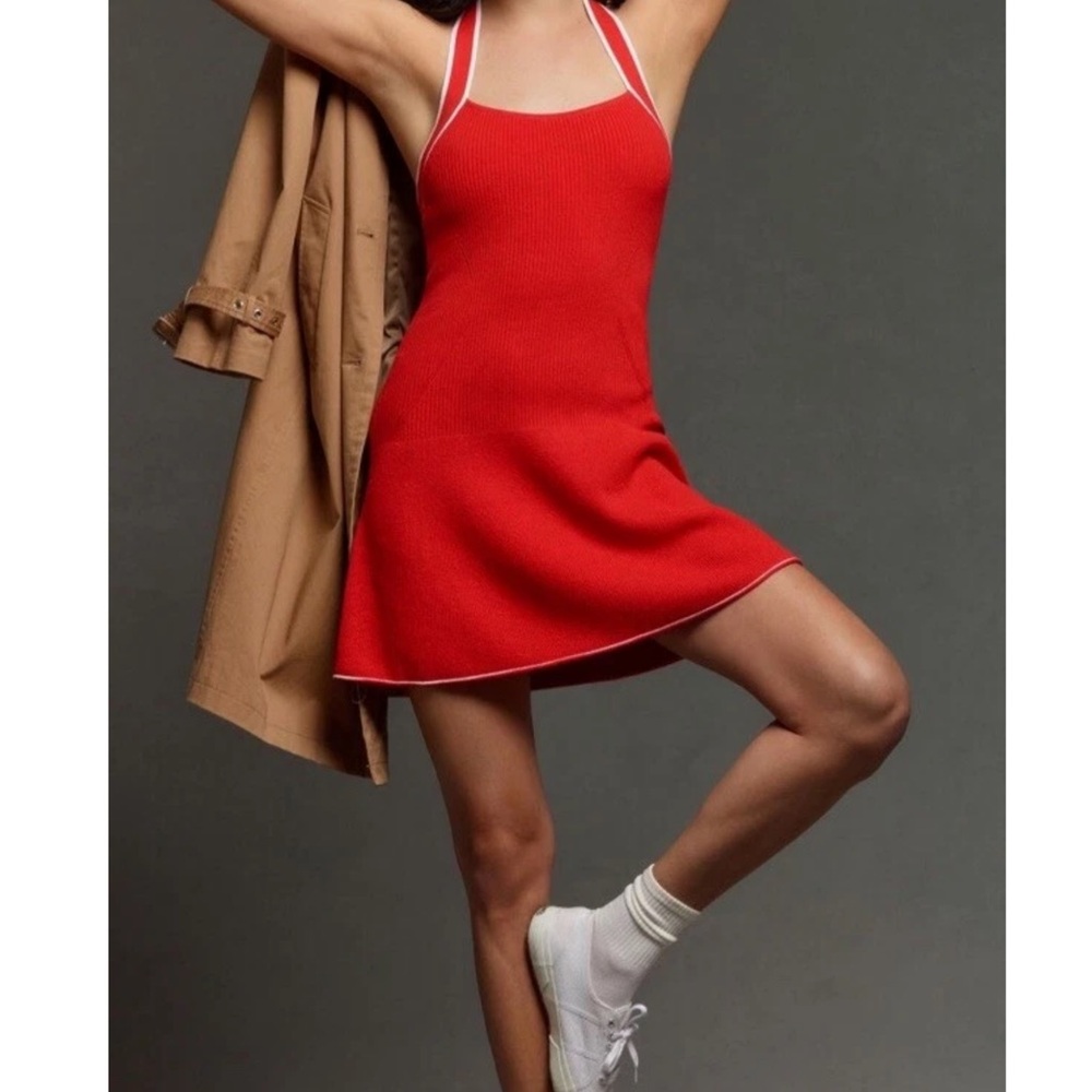 Daily practice by Anthropologie full speed halter mini dress bright red size XL